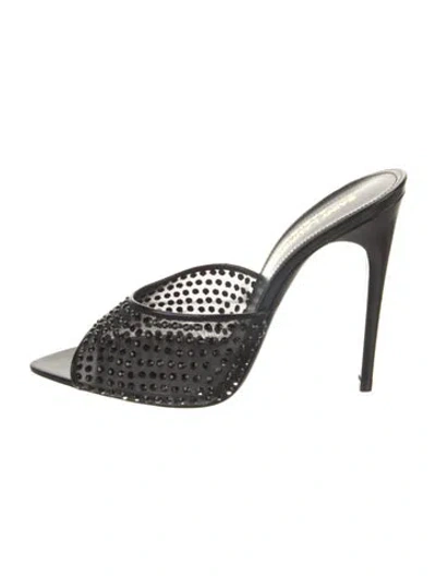 Pre-owned Saint Laurent Mesh Mules In Black