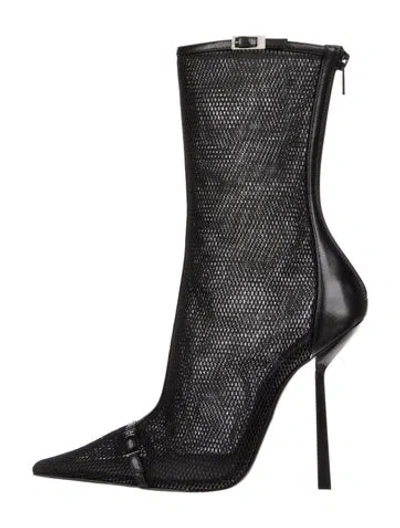 Pre-owned Saint Laurent Mesh Patterned Boots In Black