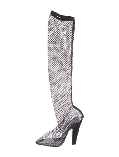 Pre-owned Saint Laurent Mesh Patterned Boots In Black