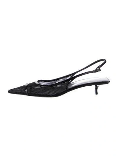 Pre-owned Saint Laurent Mesh Slingback Flats In Black