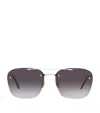 Saint Laurent Womens Silver Ys000324 Rimless Pilot-frame Metal Sunglasses In Brown