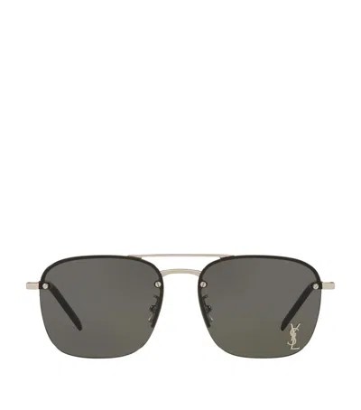 Saint Laurent Womens Silver Ys000490 Sl 309 M Rectangular-frame Metal Sunglasses
