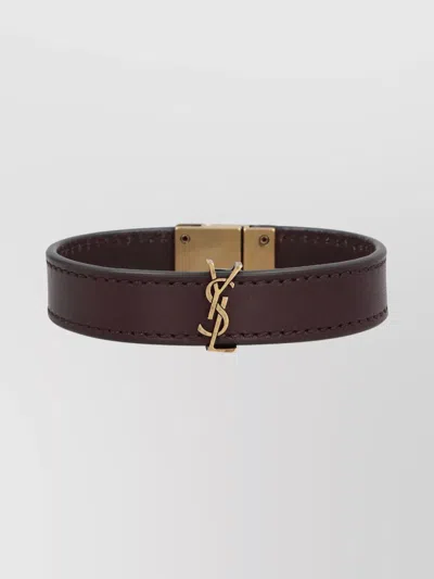 SAINT LAURENT METAL ACCENTS LEATHER BRACELET