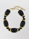 Saint Laurent Metal And Resin Statement Necklace In Black