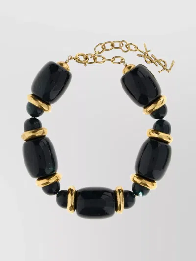 SAINT LAURENT METAL AND RESIN STATEMENT NECKLACE