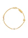 Saint Laurent Metal And Rhinestone Cassandre Heart Charm Bracelet Accessories In Grey