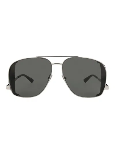 Saint Laurent Metal Aviator Sunglasses For Men In Gray