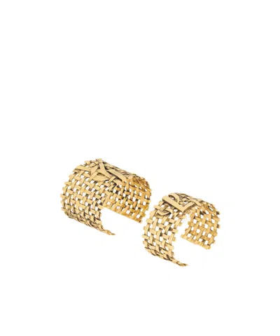 Saint Laurent Metal Braided Bracelet In Gold
