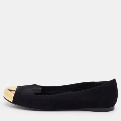 Pre-owned Saint Laurent Metal Cap Toe Size 38 Black Suede Smoking Slippers