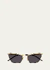 Saint Laurent Metal Cat-eye Sunglasses In Shiny Light Gold