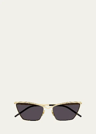 Saint Laurent Metal Cat-eye Sunglasses In Shiny Light Gold