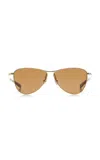 Saint Laurent Metal-frame Sunglasses In Brown