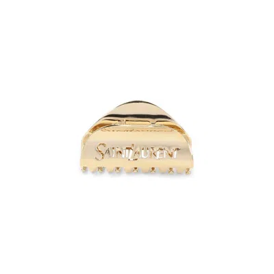 Saint Laurent Metal Half-moon Claw Clip Accessories In Grey