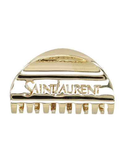 Saint Laurent Metal Half-moon Claw Clip In Gold