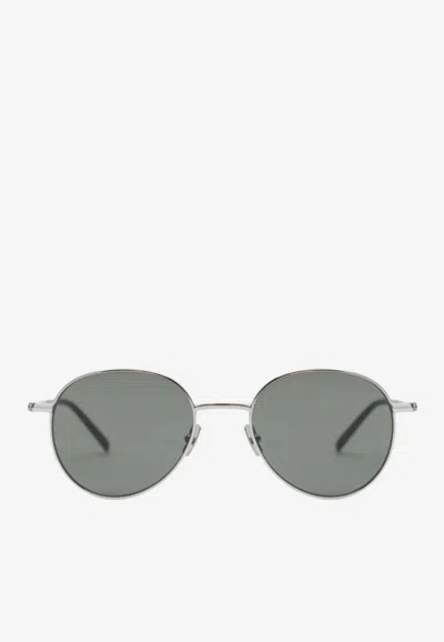 Saint Laurent Metal Pilot Sunglasses In Metallic
