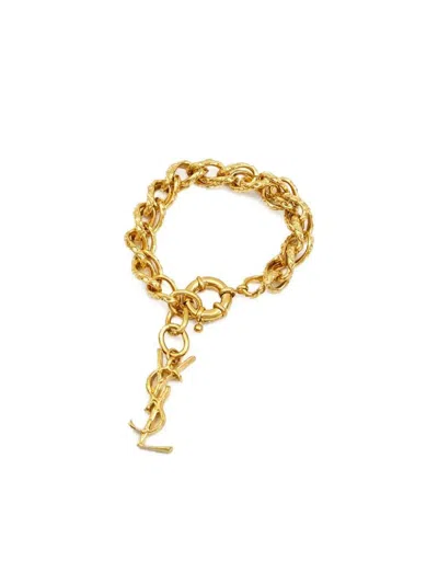 Saint Laurent Metal Rope Chain Bracelet Accessories In Gold