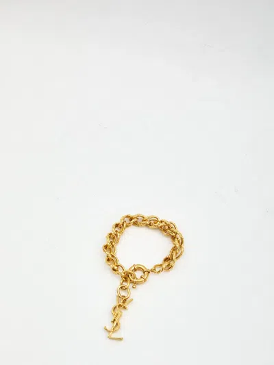 Saint Laurent Metal Rope Chain Bracelet In Metallic
