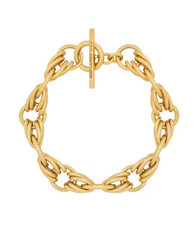 Saint Laurent Metal Rope Chain Bracelet In Yellow