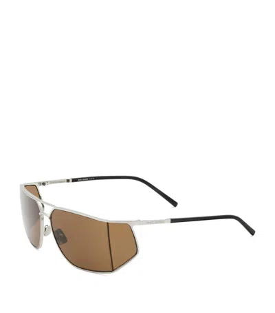Saint Laurent Metal Sl 750 Aviator Sunglasses In Brown