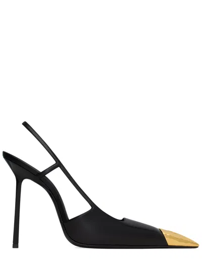Saint Laurent Metal Toe Stiletto Pumps With Sophisticated Heel Strap - 110mm In Nero