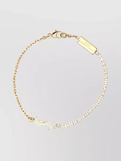 Saint Laurent Metallic Cassandre Double Strand Bracelet