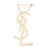 Saint Laurent Cassandre Chunky Logo Single Earring In Gold