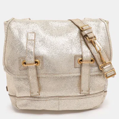 Pre-owned Saint Laurent Metallic Gold Leather Besace Shoulder Bag
