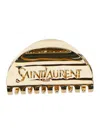 Saint Laurent Metallic Half-moon Clip With Emgraved Logo Lettering On The Front In Metal Woman In Multicolor