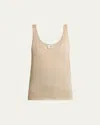 Saint Laurent Metallic Knit Sleeveless Tank Top In Pale Gold