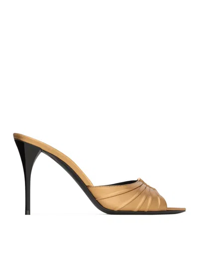 Saint Laurent Metallic Leather Babylone Mules In Neutral