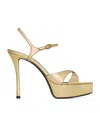 Saint Laurent Metallic Leather Debbie Platform Sandals 85 In Metallic