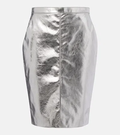 Saint Laurent Metallic Leather Pencil Skirt In Multi