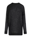 Saint Laurent Metallic Loose-knit Jumper In Black