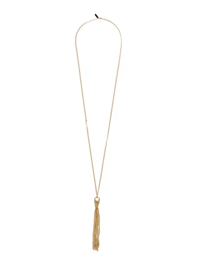 Saint Laurent Metallic Necklace With Cassandre Charm And Adjustable Lobster Clasp In Brass Woman In Gold