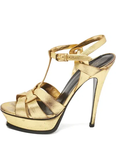 Pre-owned Saint Laurent Metallic Platform Sandals