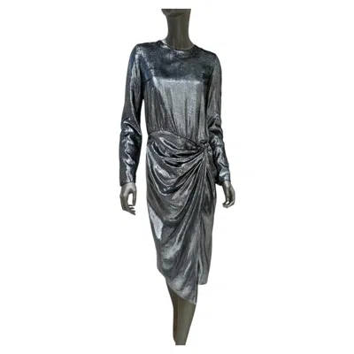 Pre-owned Saint Laurent Metallic Printed Midi Dress - Size 38 In Black