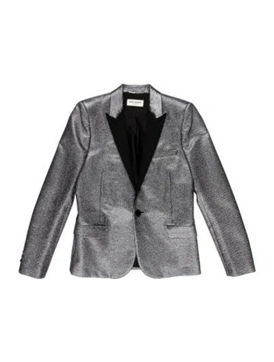 Pre-owned Saint Laurent Metallic Smoking Jacket In Silver