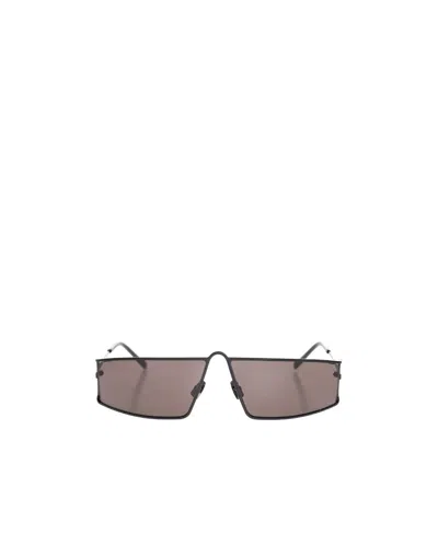 Saint Laurent Metallic Square-framed Sunglasses In Gray