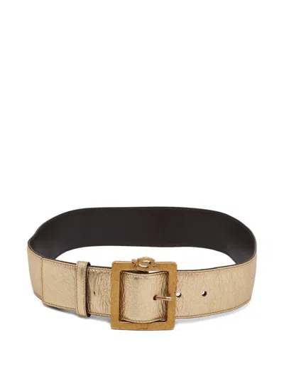 Pre-owned Saint Laurent Metallic-leather Belt In Gold