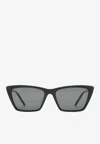 Saint Laurent Mica Cat-eye Thin Sunglasses In Black