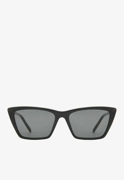 Saint Laurent Mica Cat-eye Thin Sunglasses In Black