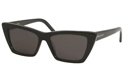 Pre-owned Saint Laurent Mica Sl276 001 Sunglasses Women's Black/grey Lenses Cat Eye 53mm In Gray
