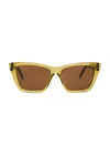 Saint Laurent Mica Sunglasses In Green & Brown