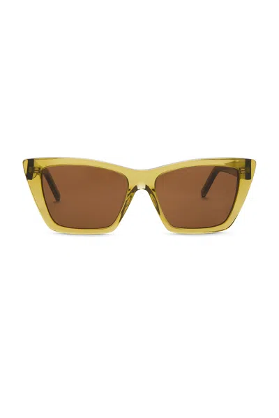 Saint Laurent Mica Sunglasses In Green & Brown