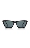 Saint Laurent Mica Thin Cat-eye Acetate Sunglasses In Black