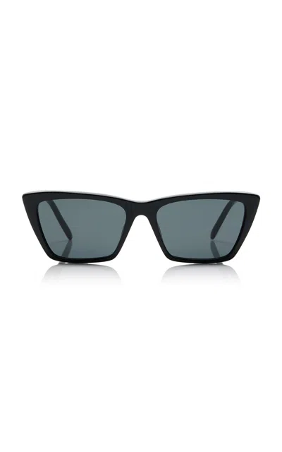 Saint Laurent Mica Thin Cat-eye Acetate Sunglasses In Black