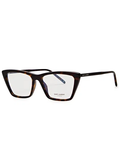 Saint Laurent Mica Thin Cat-eye Optical Glasses In Black