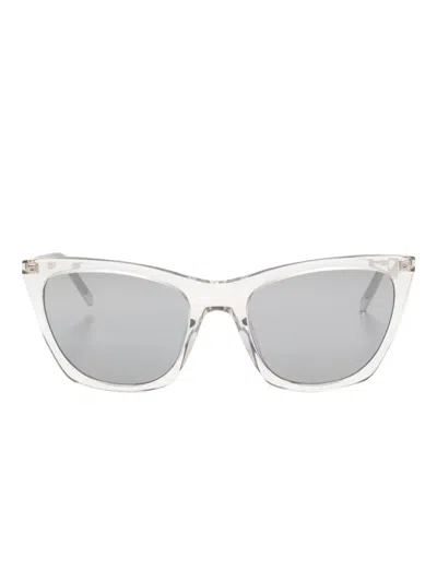 Saint Laurent Mica Thin Cat-eye Sunglasses In Transparent