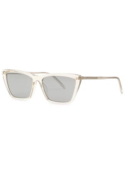 Saint Laurent Mica Thin Cat-eye Sunglasses In Grey