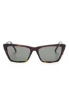 Saint Laurent Mica Thin Sunglasses In Braun